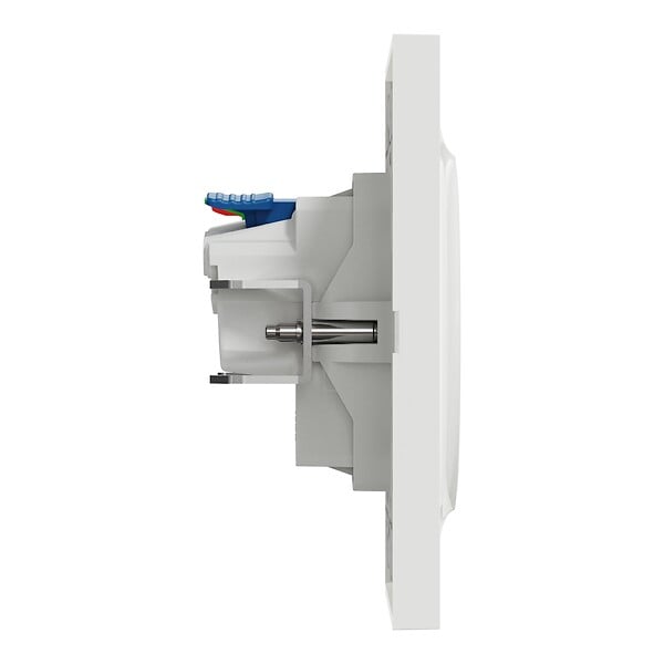 SCHNEIDER ELECTRIC - Odace Prise 2P+T affleurante Complète plaque et griffes Blanc - large