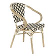 OVIALA - Fauteuil de terrasse bistrot parisien en aluminium et rotin noir - Madeleine - vignette