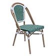 OVIALA - Chaise de terrasse bistrot parisien en aluminium et rotin vert foncé - Belleville - vignette