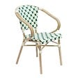 OVIALA - Fauteuil de terrasse bistrot parisien en aluminium et rotin vert foncé - Madeleine - vignette