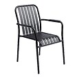 OVIALA - Chaise de terrasse avec accoudoirs en aluminium noire - Faro - vignette