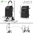 VOUNOT - Chariot de course pliable monte escalier aluminium avec crochets noir - vignette