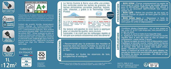 V33 BOIS - Vernis Cuisine et Bains Incolore satin 0.25L - large