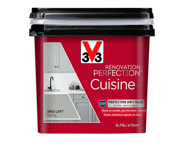 V33 PEINTURE - Peinture rénovation Cuisine satin gris loft 0.75L - large