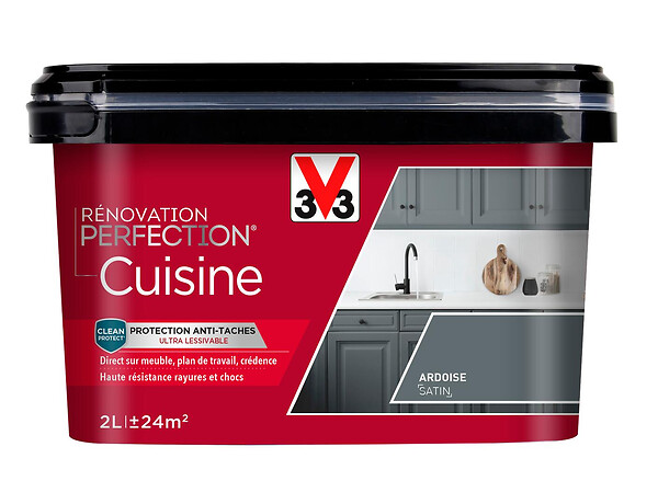 V33 PEINTURE - Peinture renovation Cuisine - Ardoise - Satin - 2L - large