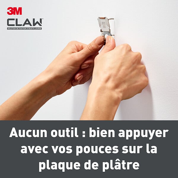 3M - Crochets pour tableaux spécial plaque de plâtre x2-30 kg - large