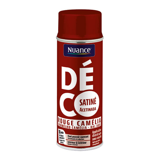 NUANCE - Peinture aerosol - Rouge camelia - Satin - 400ml - large