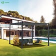 VOUNOT - Pergola retractable 3x3m en metal et toile Polyester haute densite 180g/m2 gris - vignette