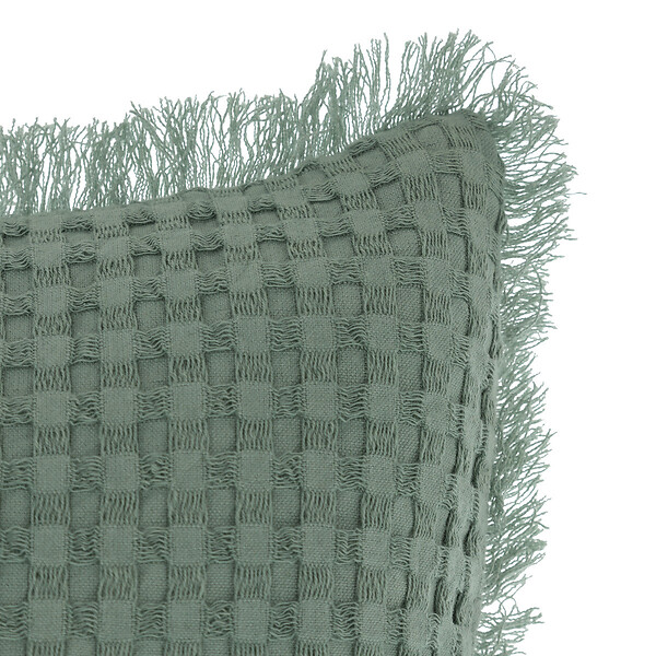 ATMOSPHERA - Coussin décoratif Vert Céladon nid d'abeille 45 x 45 cm - large