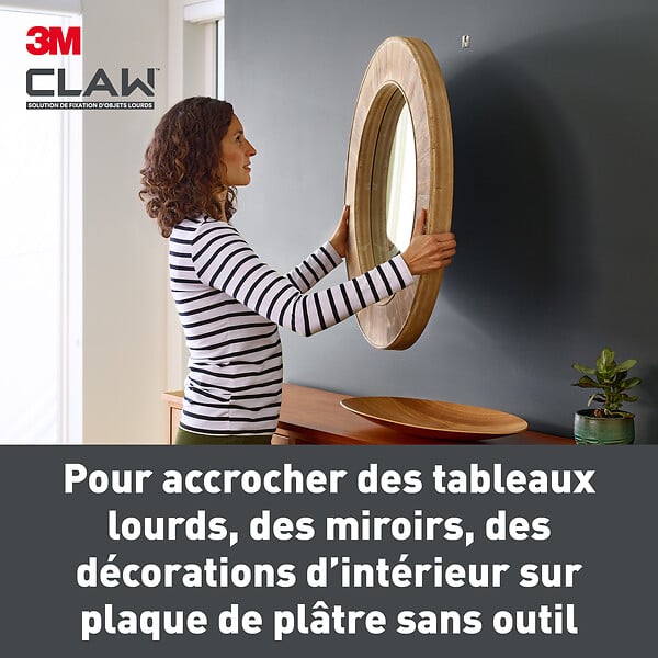3M - Crochets pour tableaux spécial plaque de plâtre x2-7 kg - large