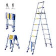 HOSTRÃ–M - Escabeau 9 marches telescopique EXTENDACT9, Echelle telescopique 2,6m+2,3m, escabeau pliable télescopique, H max travail 4,1m, Garantie 5 ans, Hostrom - vignette
