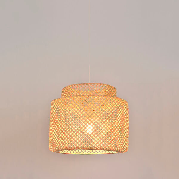 COREP - Suspension double naturel MAKASSAR D38 en bambou E27-15W. - large