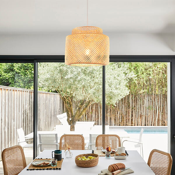 COREP - Suspension double naturel MAKASSAR D38 en bambou E27-15W. - large