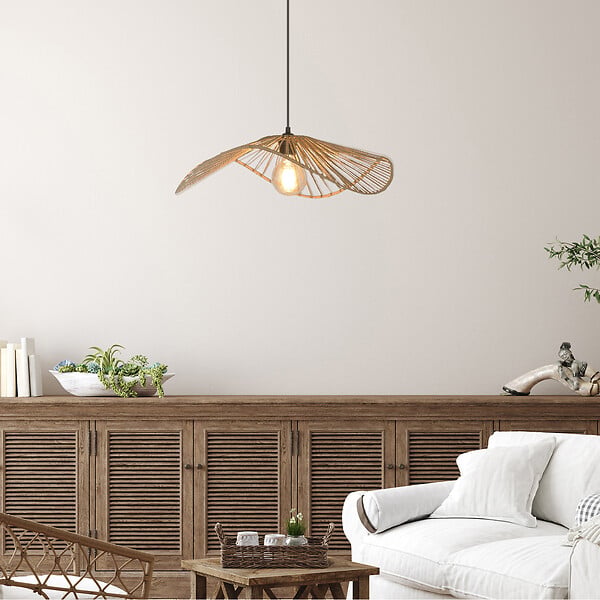 COREP - Suspension capeline naturel SAHARA D48 metal papier tresse E27 15W - large