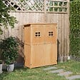 OUTSUNNY - Abri de jardin armoire de jardin remise pour outils sur pied dim. 128L x 50l x 164H cm 2 étagères 2 portes 2 fenêtres toit bitumé étanche bois massif sapin pré-huilé - vignette