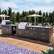 OVIALA - Cuisine d'extérieur 6 meubles avec module cuisson - vignette