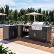 OVIALA - Cuisine d'extérieur angle 4 éléments avec évier et barbecue - vignette