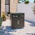 OVIALA - Cuisine d'extérieur angle 4 éléments avec évier et barbecue - vignette