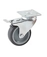 AVL - Roulette diamètre 100mm caoutchouc gris platine pivotant + frein - AVL - 552842L - vignette