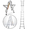 SECURY-T - Échelle articulée pliante et télescopique en aluminium 4x4 marches 3,88m + 2 tablettes - vignette