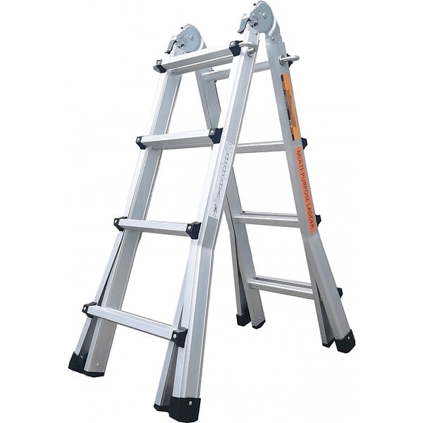 SECURY-T - Échelle articulée pliante et télescopique en aluminium 4x4 marches 3,88m + 2 tablettes - large