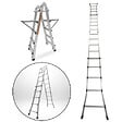 SECURY-T - Échelle articulée pliante et télescopique en aluminium 4x5 marches 4,96m + 2 tablettes - vignette