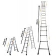 SECURY-T - Échelle articulée pliante et télescopique en aluminium 4x5 marches 4,96m + 2 tablettes - vignette