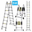 SECURY-T - Echelle/escabeau télescopique double - Aluminium 2x8 marches H5m (2,5+2,5) - vignette