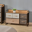 HOMCOM - Commode meuble de rangement 5 tiroirs en tissu 87,5 x 29 x 58 cm Marron et beige - vignette