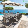 VOUNOT - Parasol Jardin Double Aluminium 150 x 300 cm beige - vignette