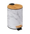 5 FIVE SIMPLY SMART - Poubelle en métal Blanc marbré et couvercle en bambou 3 L - vignette