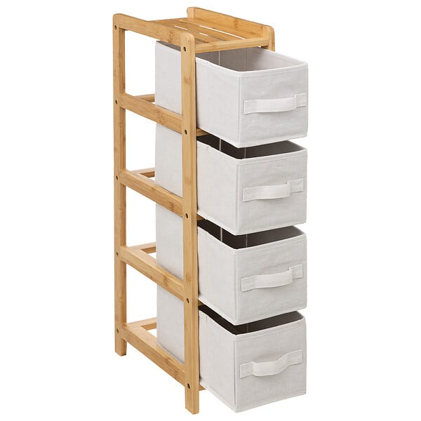 5 FIVE SIMPLY SMART - Meuble Étagère en Bambou avec 4 paniers H 78.5 cm - large