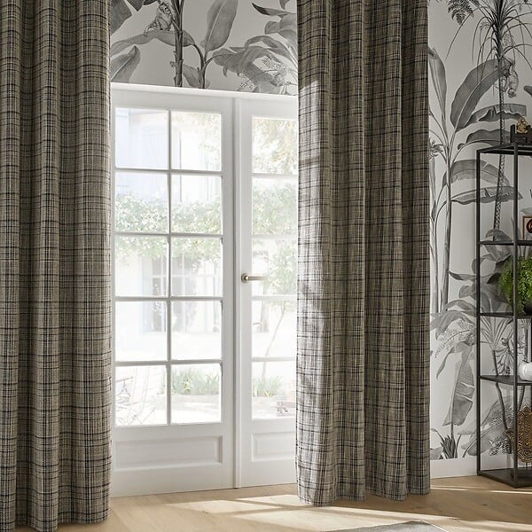 ATMOSPHERA - Rideau à œillets Occultant Gris Foncé et Beige Lin 140 x 260 cm - large