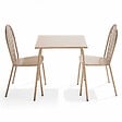 OVIALA - Ensemble table de terrasse et 2 chaises bistrot en acier taupe - Palavas - vignette