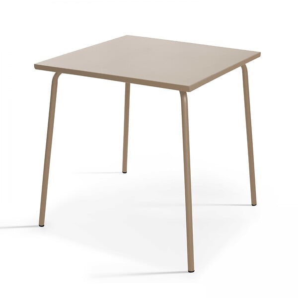 OVIALA - Ensemble table de terrasse et 2 chaises bistrot en acier taupe - Palavas - large