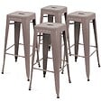 OVIALA - Lot de 4 tabourets de terrasse en métal mat taupe - Indus - vignette