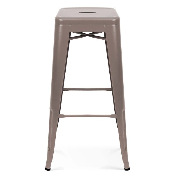 OVIALA - Lot de 4 tabourets de terrasse en métal mat taupe - Indus - large