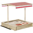 OUTSUNNY - Bac à sable bois carré dim. 1,18L x 1,18l x 1,18H m - hauteur, inclinaison toit réglables, refermable - 2 bacs - bois sapin autoclave - vignette
