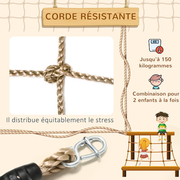 OUTSUNNY - Filet d'escalade enfant PE filet à grimper 3-6 ans 1,5L x 2H m crochets acier galvanisé - large