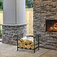 HOMCOM - HOMCOM Etagère porte bois de cheminée porte-bûches charge max. 15 Kg dim. 44L x 33l x 46H cm métal époxy noir - vignette