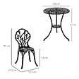 OUTSUNNY - Ensemble salon de jardin 2 places 2 chaises + table ronde fonte d'aluminium imitation fer forgé noir - vignette