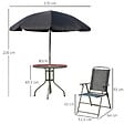 OUTSUNNY - Ensemble salon de jardin 6 pcs - table ronde + 4 chaises pliables + parasol - acier époxy café textilène polyester noir - vignette