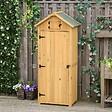 OUTSUNNY - Armoire abri de jardin remise pour outils 3 étagères 2 portes loquets toit pente bitumé 77L x 54l x 179H cm sapin traité lasuré - vignette