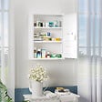 KLEANKIN - Armoire à pharmacie 2 étagères 3 niv. verrouillables dim. 40L x 15l x 53H cm 2 clés logo croix acier blanc - vignette