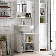 KLEANKIN - Armoire murale miroir de salle de bain - 2 portes, étagères, niche - dim. 54L x 15,2l x 55,3H cm - MDF blanc - vignette