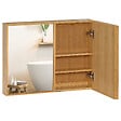 KLEANKIN - Miroir de salle de bain avec placard 2 portes - 2 étagères - bois de bambou verni - vignette