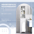 HOMCOM - Meuble colonne salle de bain 3 niches placard porte persienne 3 étagères MDF panneaux de particules blanc - vignette