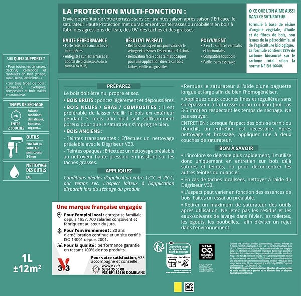 V33 BOIS - Saturateur Haute Protection - Chêne clair - 5L - large