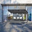 OUTSUNNY - Bain de soleil 2 places lit de jardin design contemporain toit réglable 2 roulettes 2 oreillers acier époxy polyester gris - vignette
