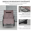 OUTSUNNY - Chaise longue à bascule rocking chair design contemporain dim. 160L x 61l x 79H cm métal textilène brun - vignette